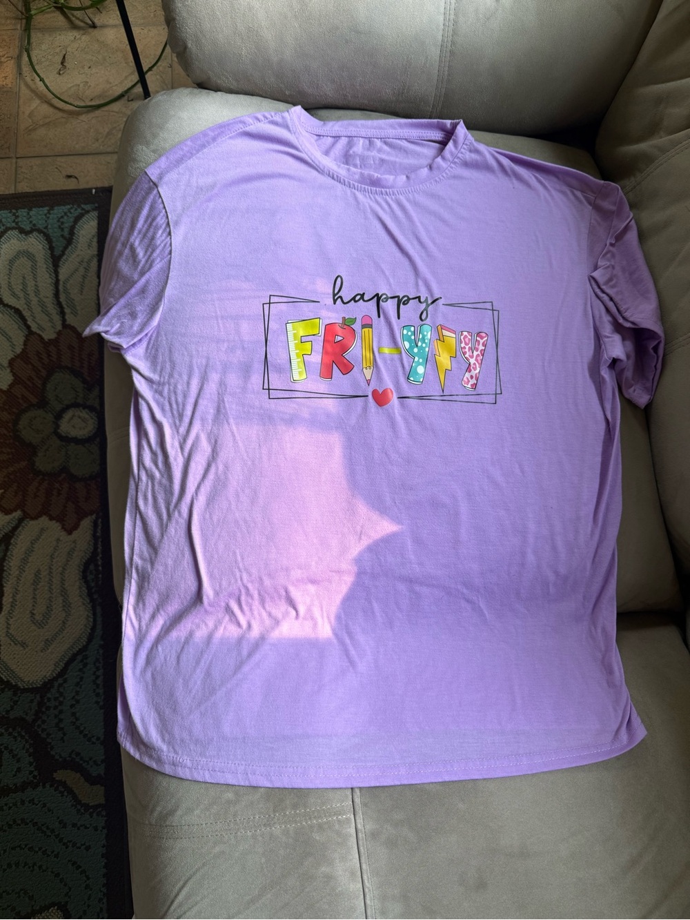 Lavender "Happy FRI-YAY" Short Sleeve Tee for Teachers